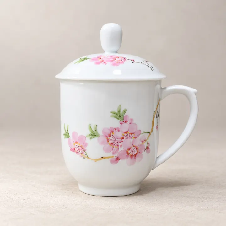 Peach Blossom · Painted Lidded Mug