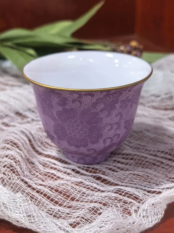 紫罗兰扒花缠枝花卉铃铛杯
