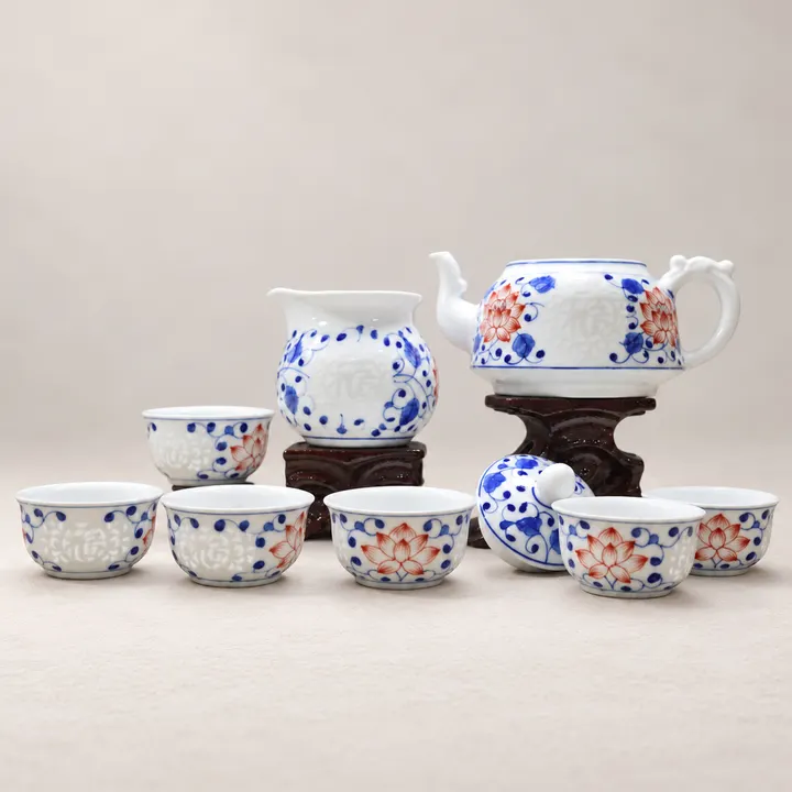 Fu · Blue-and-white Rice-grain Tea Set