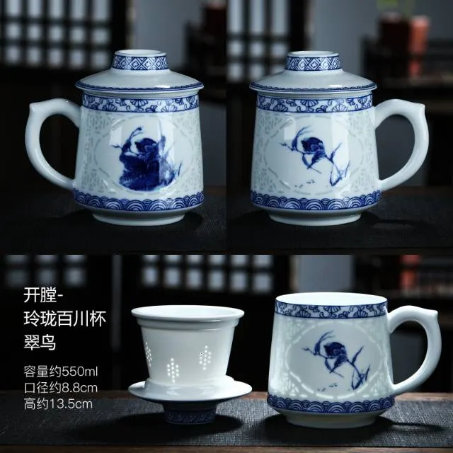 青花花鸟百川杯